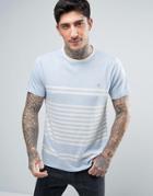 Farah Kintyre T-shirt Rib Placement Stripe Regular Fit In Blue - Blue