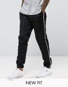 Asos Skinny Jogger In Polytricot With White Piping - Black
