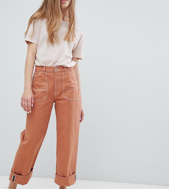 Pull & Bear Denim Two-piece Wide Leg Jeans In Terracotta - Brown