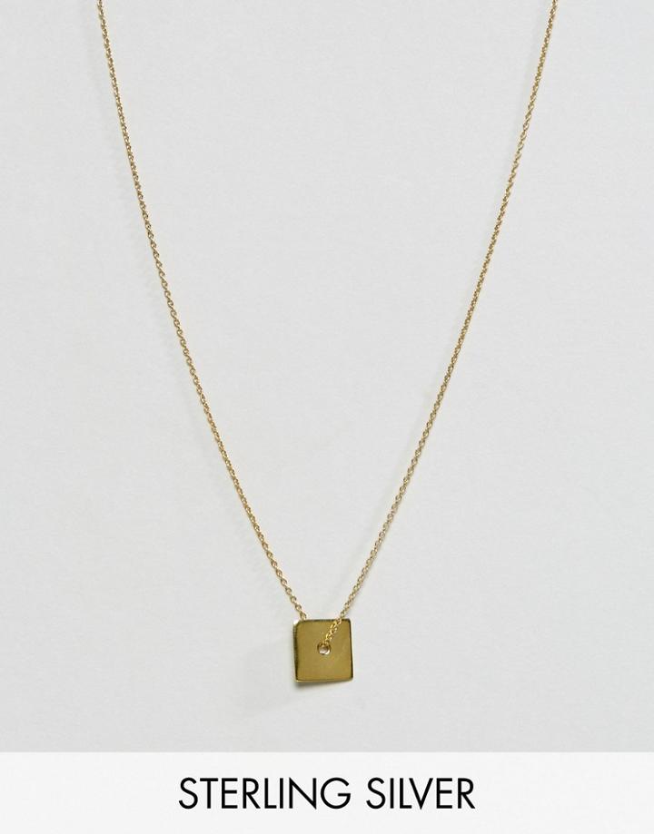 Asos Gold Plated Sterling Silver Solid Square Necklace - Gold