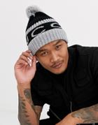 Nicce Bobble Beanie In Black With Large Logo