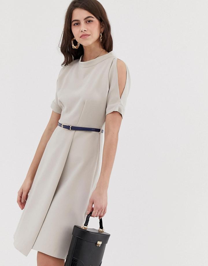 Closet A Line Open Shoulder Dress - Beige