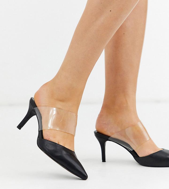 Simply Be Extra Wide Fit Lottie Clear Strap Mule In Black