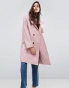 Asos Coat With Raw Edges - Pink
