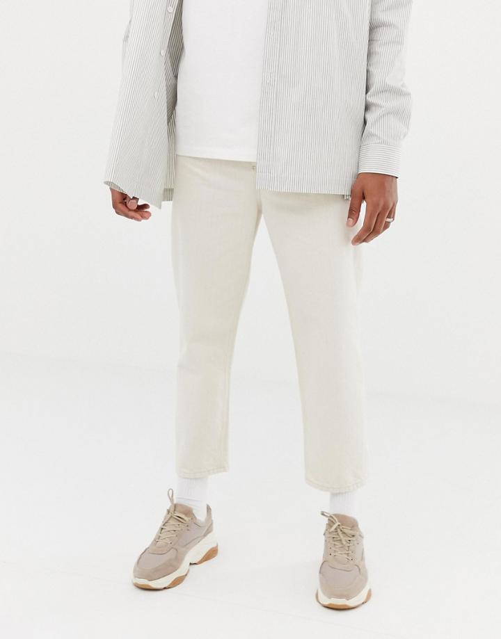 Asos White Skater Cropped Jeans In Ecru Denim