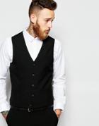 Asos Waistcoat With Square Hem In Black - Black
