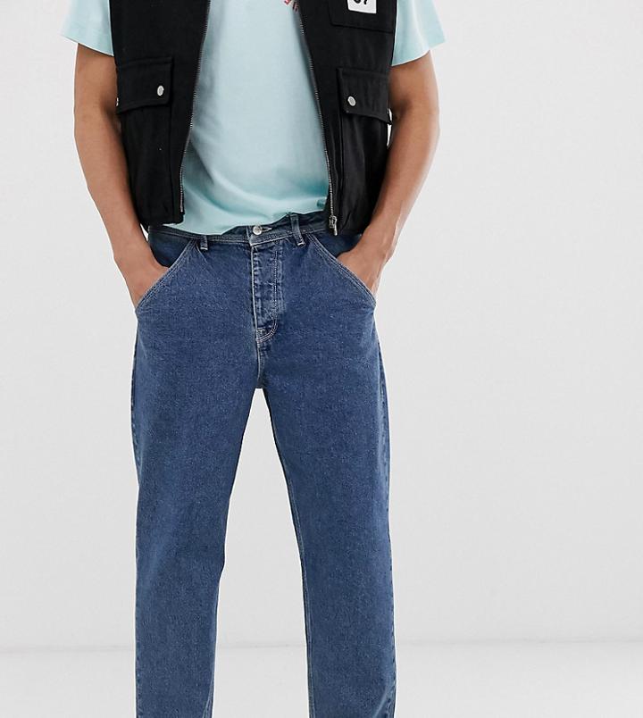 Crooked Tongues Straight Leg Jeans In Mid Wash Blue - Blue