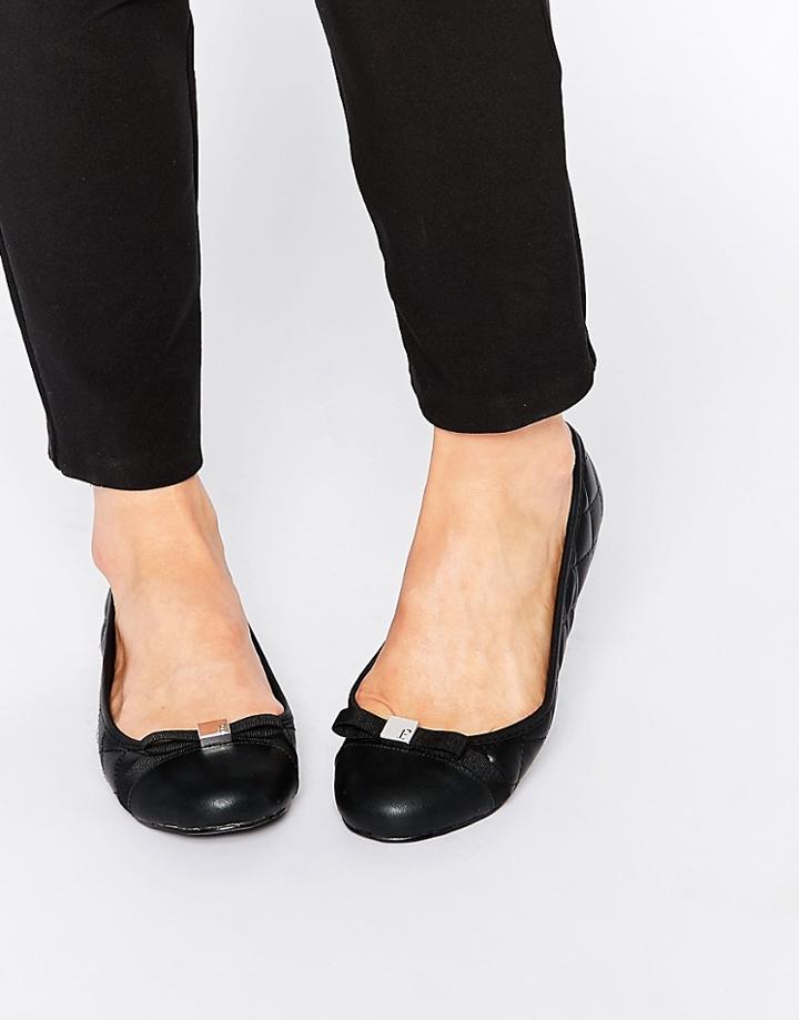 Faith Annie Black Quilted Ballet Flat Shoes - Black