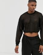 Asos Design Oversized Long Sleeve T-shirt In Black Mesh