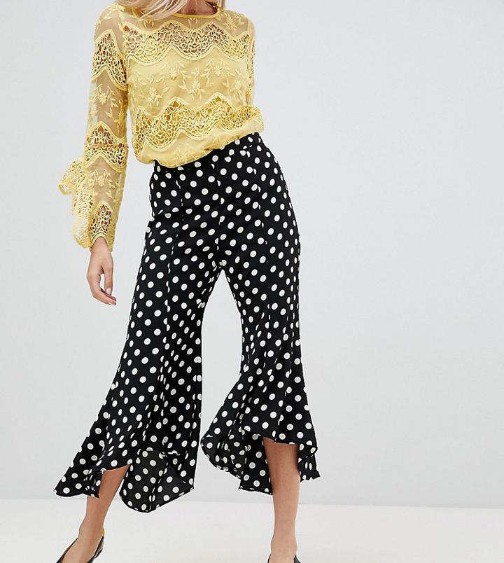 River Island Petite Flamenco Hem Tailored Pants - Black