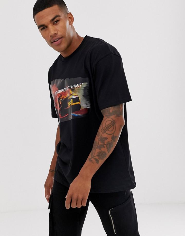 Good For Nothing Oversized T-shirt With Car Print In Black