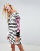 Asos Design Color Block Stripe Sweat Dress - Multi