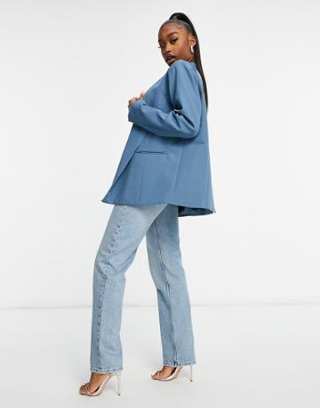 Public Desire Oversized Blazer Set In Gray Blue-blues