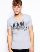 G Star T-shirt Fournier V-neck Logo - Gray