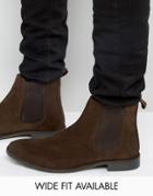 Asos Chelsea Boots In Suede - Wide Fit Available - Brown