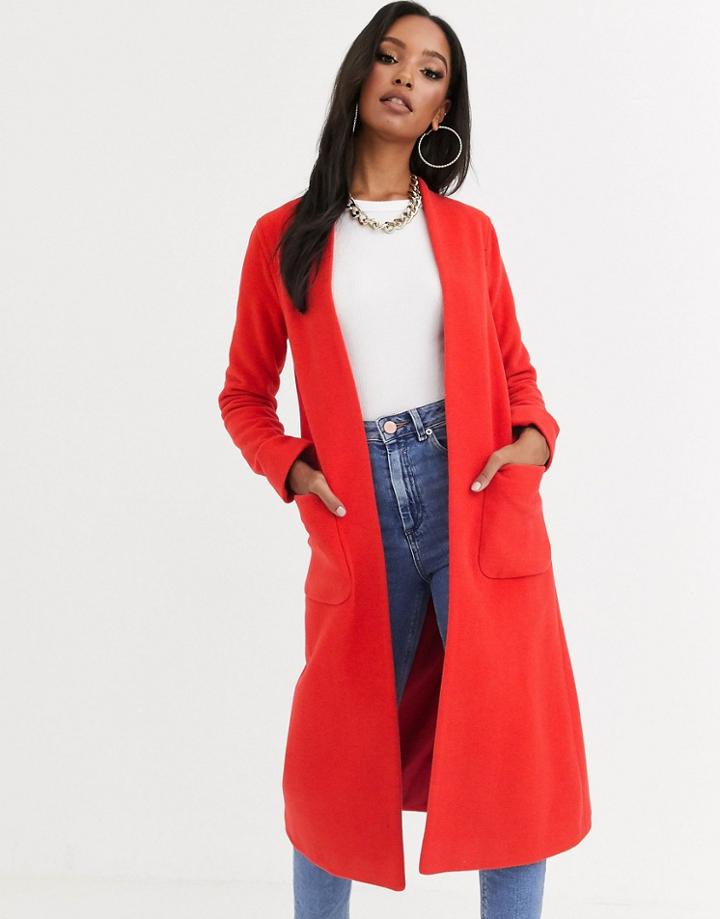 Helene Berman Edge To Edge Duster Coat In Wool Blend-red