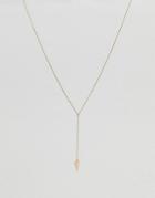 Asos Fine Chain Necklace With Shard Drop - Gold