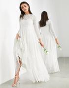 Asos Edition Dominique Embellished Wedding Dress With Full Skirt-white