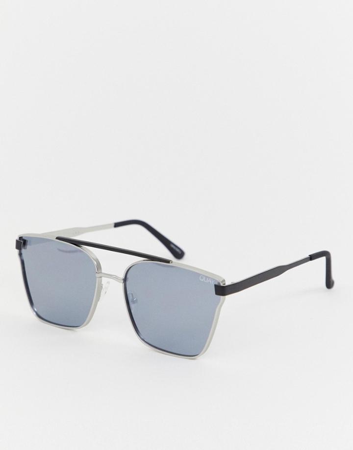 Quay Square Sunglasses In Silver - Silver