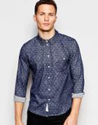 Native Youth Polka Reverse Long Sleeved Shirt - Blue