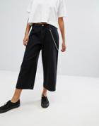 Daisy Street Wide Leg Skater Jeans With Chain - Black