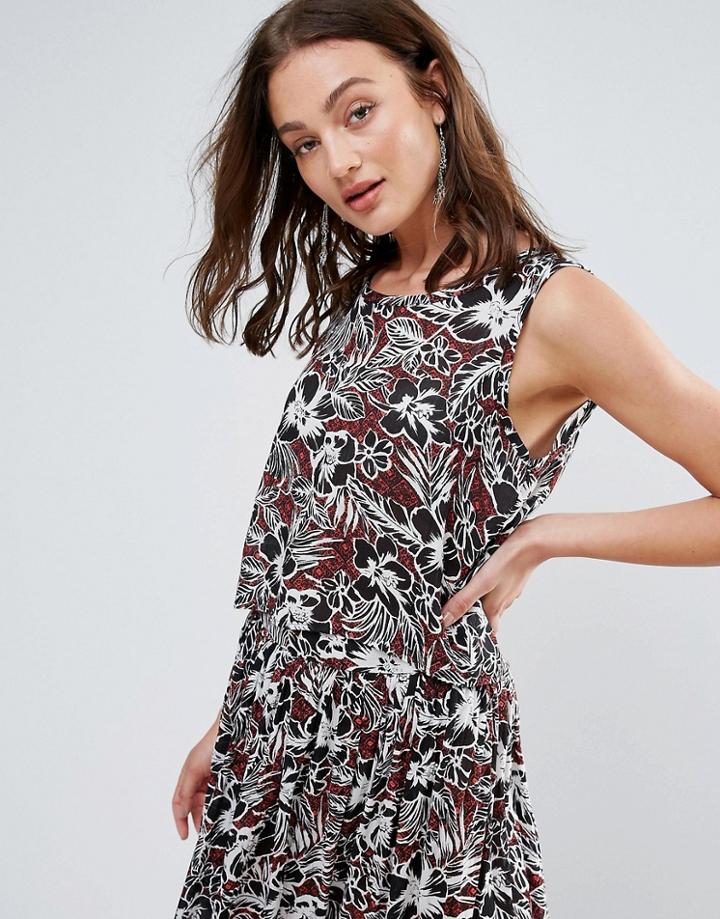 Bravesoul Printed Crop Top - Black