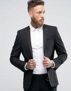 Asos Super Skinny Suit Jacket With Polka Lapel - Black