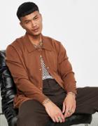 Bando Knitted Revere Collar Boxy Fit Knitted Shirt-brown