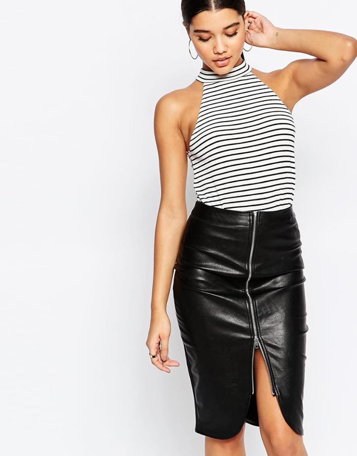 Missguided High Neck Stripe Tank - Multi
