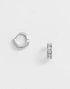 Asos Design Small Hoop Earrings With Crystal In Silver Tone