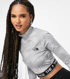The North Face Perf Cropped Long Sleeve T-shirt In Gray Tie Dye Exclusive At Asos-grey