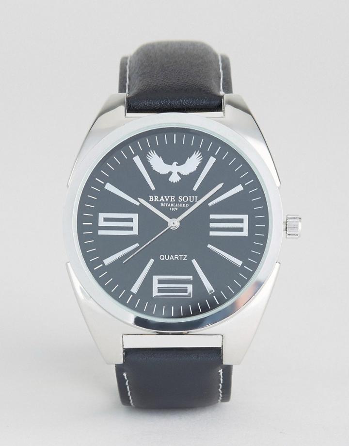 Brave Soul Black Watch With Silver Case - Black