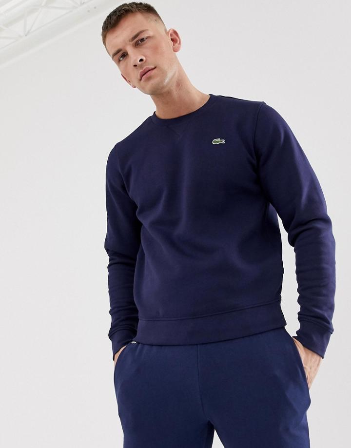 Lacoste Sport Logo Crew Neck Sweat In Navy