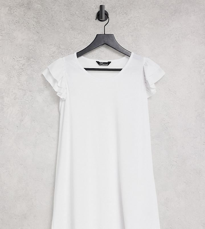 Yours Ruffle Shoulder Detail T-shirt In White