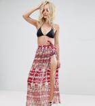 Asos Design Petite Beach Sarong In Pink Snake Print - Pink