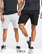 Le Breve 2 Pack Raw Edge Jersey Shorts In Black & Slate Gray