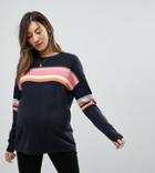 Asos Maternity Sweater With Crew Neck In Color Block Multi Stripe - Multi