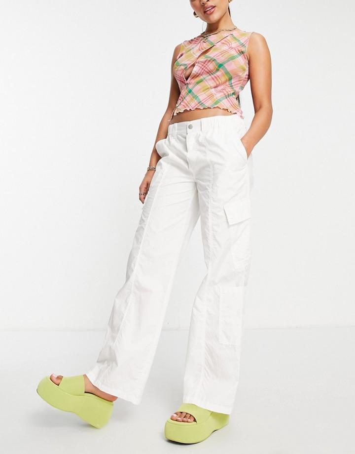 Asos Design 00's Low Rise Cargo Pants In White