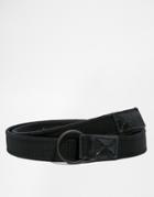 Asos Woven Long Ended Belt With Black Coated Buckle - Black