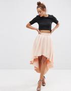 Asos Premium Scuba High Low Prom Skirt - Nude