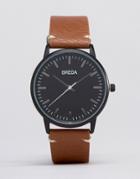 Breda Zapf Tan Leather Watch With Black Dial - Tan