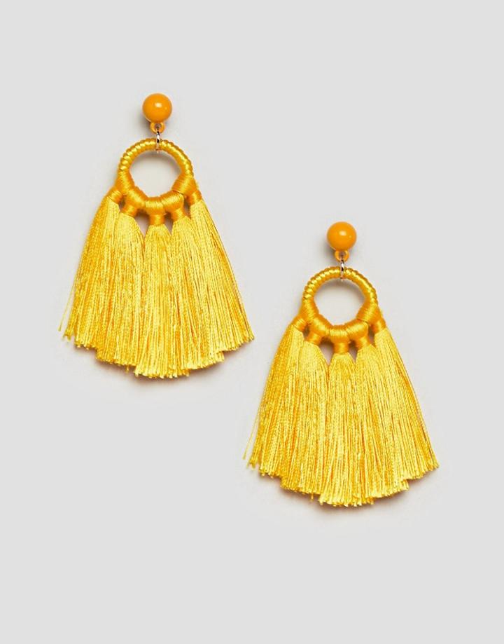 Monki Tassel Earrings In Yellow - Orange