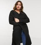 New Look Curve Ribbed Midi Cardigan In Black