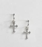 Reclaimed Vintage Inpsired Cross Hoop Earring In Sterling Silver Exclusive To Asos - Silver