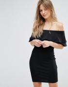 New Look Frill Bardot Bodycon Dress - Black