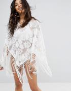 Surf Gypsy Embroidered Fringe Kimono - White