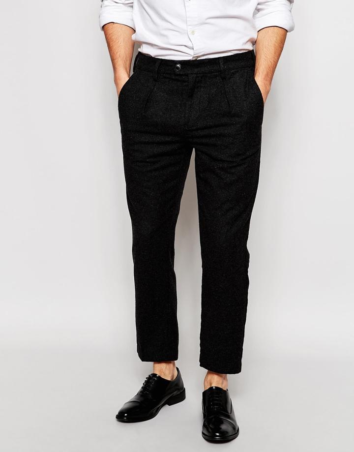 Adpt Wool Casual Pants In Slim Fit - Medium Gray
