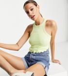 Asos Design Tall Racer Tank Top With Lettuce Hem In Lime Green