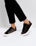 New Look Velvet Leopard Print Sneaker - Stone