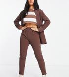 Asos Design Petite Jersey Tapered Suit Pants In Mocha-brown